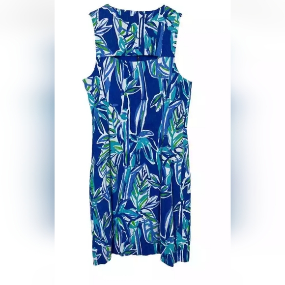 Lilly Pulitzer Penelope Blue Crush Bamboo Zip Cut Out Shift Dress Size 12 - Picture 2 of 7